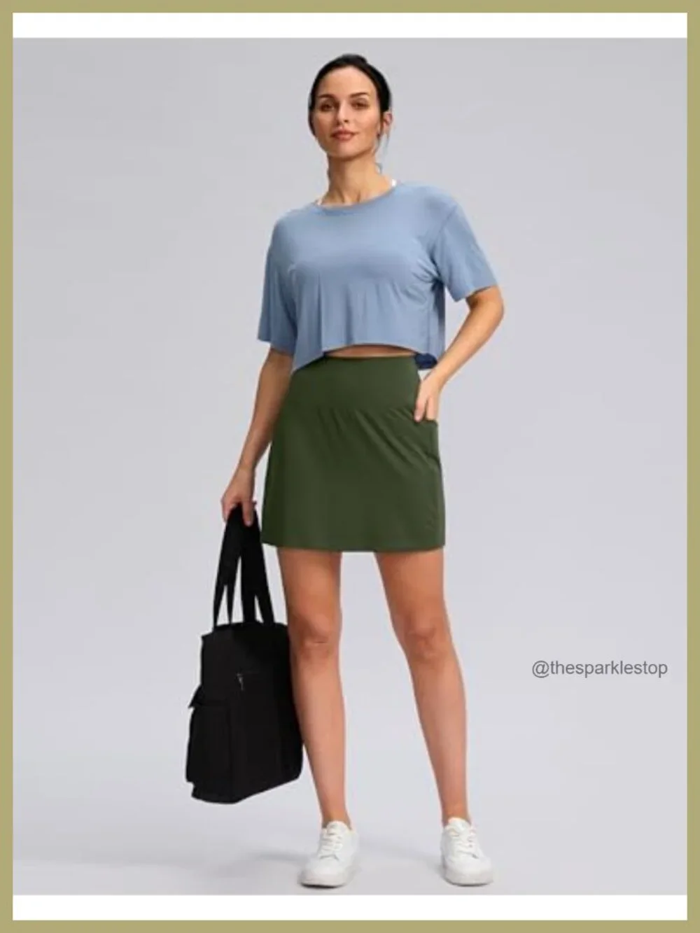 High Waisted Golf Skort with 4 Pockets, Built-in Mesh Shorts, Moisture-Wicking,